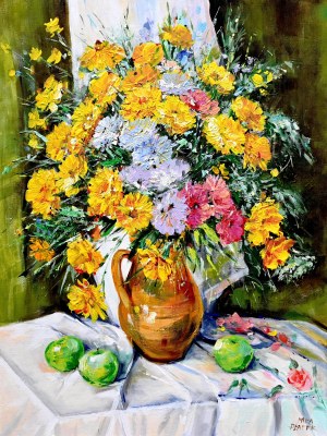 Mika FLATEK (pseud. b. 1974), Flowers and paperbacks, 2025