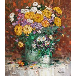 Tetiana RUSAKOVA (née en 1952), Chrysanthèmes jaunes, 2025