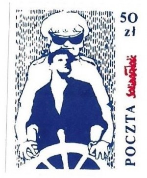 Stamp with caricature of General Wojciech Jaruzelski, Solidarity Post Office