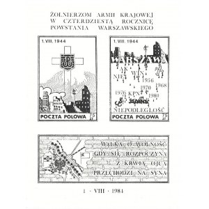 Zestaw trzech znaczków: ŻOŁNIERZOM ARMII KRAJOWEJ
