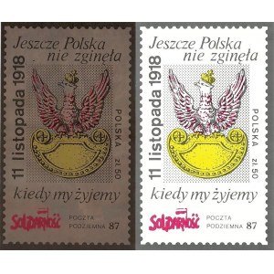 Zestaw dwóch znaczków: Poczta Podziemna Solidarność
