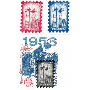 Zestaw trzech znaczków: 28 czerwiec 1956, PRL
