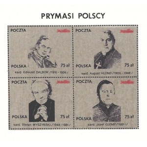 Zestaw czterch znaczków Poczty Solidarności. PRYMASI POLSCY