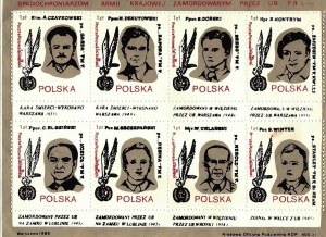 Set of eight stamps: To the paratroopers of the Home Army murdered by the UB of the People's Republic of Poland, Warsaw 1986