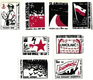 A set of eight stamps from the 1980s.