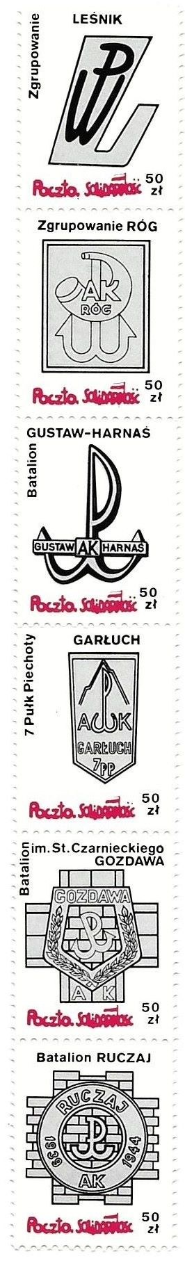 Set of six stamps of the Solidarity Post Office