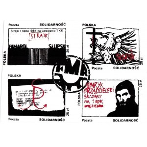 Zestaw czterech znaczków Poczty Solidarność