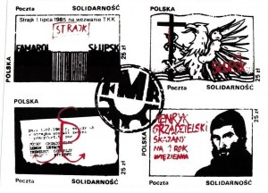 Set of four stamps of the Solidarity Post Office