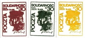 Set of three stamps with the image of Jozef Pilsudski