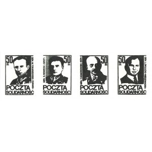 Zestaw czterech znaczków z polskimi generałami