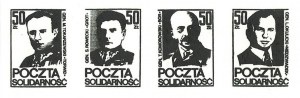 Set of four stamps with Polish generals