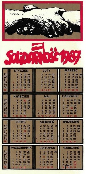 Sticker - calendar, Solidarity, 1987