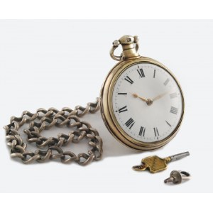Zegarmistrz ROBERT ROSKELL (czynny 1790-1847), Zegarek kieszonkowy, męski + dewizka + kluczyk (dobierany)