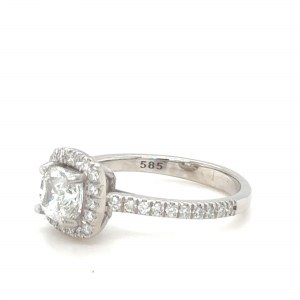 BAGUE EN OR BLANC 14K AVEC DIAMANTS NATURELS - SFR40301