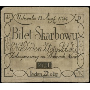 1 złoty polski, 13.08.1794; seria D; Lucow 42d (R9) - i...