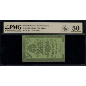 1 Polish zloty, 1831; series A, numbering 752873, with sub...