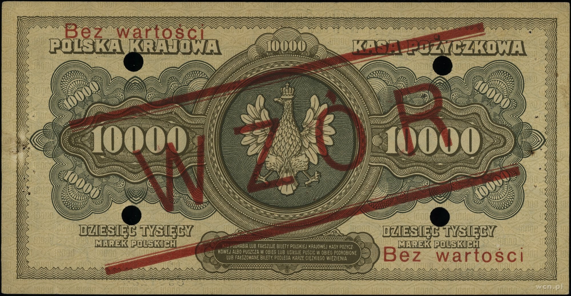 10.000 marek polskich, 11.03.1922; seria A, numeracja 1... - Aukcja ...