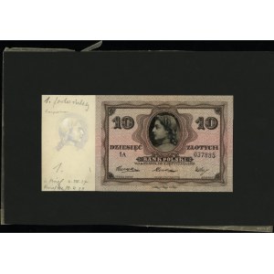 10 zloty, 2.01.1928; series 1A, numbering 037885, maki...