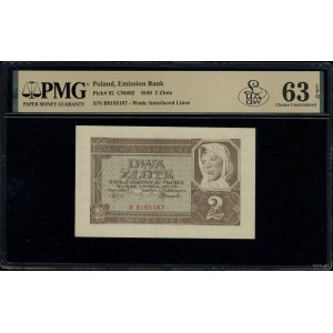 2 zloty, 1.03.1940; B series, numbering 8165187; Lucow 7...