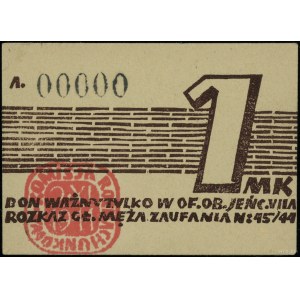 Voucher for 1 mark, 2.11.1944, numbering 00000; Lucow 942 (...