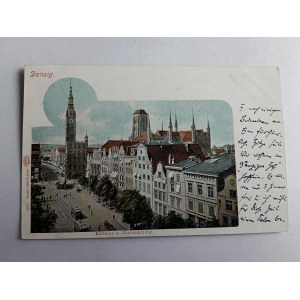 POCZTÓWKA GDAŃSK DANZIG RATUSZ KOŚCIÓŁ MARIACKI, DŁUGI ADRES