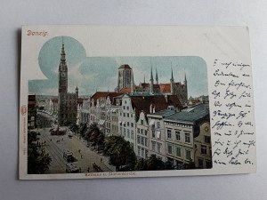 POSTCARD GDANSK DANZIG CITY HALL MARIACKI CHURCH, LONG ADDRESS