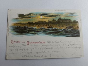 POSTCARD SWINOUJSCIE SWINEMUNDE, BEACH, LONG ADDRESS 1898, STAMP, STAMP