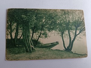 POSTCARD LODZ, LAKE, BOAT, STAMP, STAMP SKIERNIEWICE, PUBLISHING HOUSE T-WA ORPHAN NESTS DEPARTMENT OF VICTIMS FOR PROFESSIONAL EDUCATION WARSAW FOT PODDĘBSKI 1938