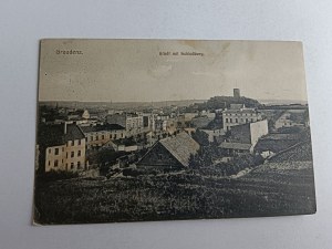 POSTCARD GRUDZIĄDZ GRAUDENZ STADT MIT SCHLOSSBERG, CASTLE, STAMP 1915