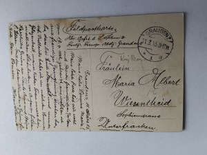 POSTCARD GRUDZIĄDZ GRAUDENZ STADT MIT SCHLOSSBERG, CASTLE, STAMP 1915
