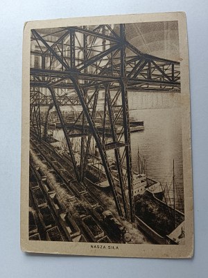 POSTCARD OUR SEA, OUR STRENGTH, SHIPYARD, CYCLE OF 6 DRAWINGS BY BOHDAN NOWAK, WYD LIGI MORSKIEJ I KOLONJALNY, SHIP