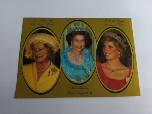 POSTCARD ROYAL FAMILY QUEEN MOTHER THE QUEEN MOTHER, PRINCESS DIANA, PRINCESS OF WALES, QUEEN ELIZABETH II