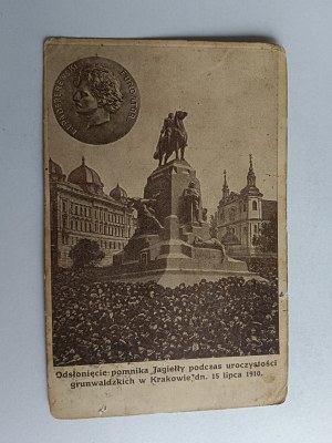 CARD KRAKOW UNVEILING OF THE JAGIELLO MONUMENT 1910, STAMP