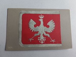 POCZTÓWKA ORZEŁ Z CZASÓW AUGUSTA SASA Z BANDERY FLOTY POLSKIEJ NA BAŁTYKU, WYD TOWARZYSTWA SZKOŁY LUDOWEJ, STER