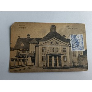 POCZTÓWKA TCZEW DIRSCHAU DOM MIEJSKI, ZNACZEK STEMPEL, 1922 R
