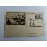 POSTCARD ELBLĄG INDUSTRIAL CANAL STAMP 1951, THIN PAPER