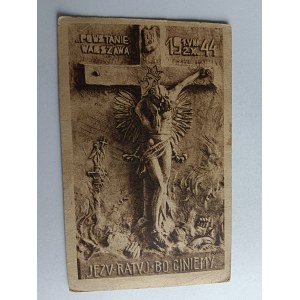 POCZTÓWKA POWSTANIE WARSZAWA 1944 R KRZYŻ MAL MAŁETA ZNACZEK