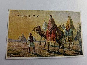 POHLEDNICE POLSKÁ MALBA JUL MATACZ VÁNOCE TŘI KRÁLOVÉ VELBLOUDI