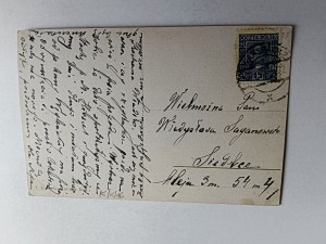 POCZTÓWKA KONIE KOŃ MALARSTWO PRZEDWOJENNA, ZNACZEK, STEMPEL