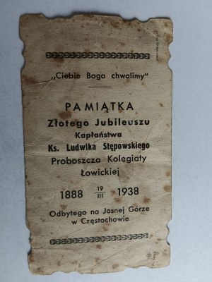 PHOTO ŁOWICZ PRÊTRE LUDWIK STĘPOWSKI PRÉVÔT DE LA COLLÉGIALE ŁOWICKA, CZESTOCHOWA 1938.