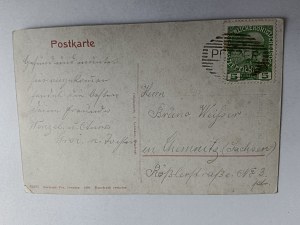 POSTCARD KARKONOSZE RIESENGEBIRGE, SNOW CHALET, STAMP