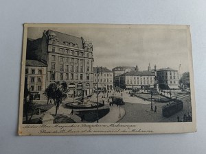 LVIV POSTCARD MARIACKI SQUARE MICKIEWICZ MONUMENT, DAMAGED