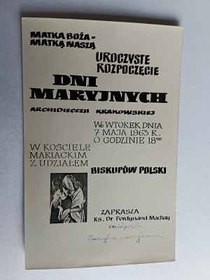 PHOTO KRAKÓW MARIACKI CHURCH MARIAN DAYS 1963, FATHER DR FERDYNAND MACHAY