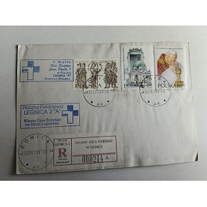 KOPERTA PAPIEŻ JAN PAWEŁ II LEGNICA, ZNACZEK, STEMPEL