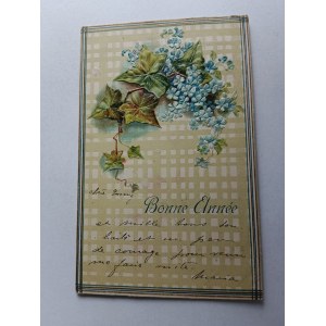 COMMEMORATIVE EMBOSSED POSTCARD ART FLOWERS LEAVES 1905