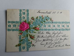 COMMEMORATIVE EMBOSSED POSTCARD ART FLOWERS ROSES 1901