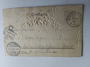 COMMEMORATIVE EMBOSSED POSTCARD ART FLOWERS ROSES 1900