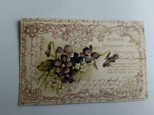 COMMEMORATIVE EMBOSSED POSTCARD ART FLOWERS