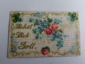 COMMEMORATIVE EMBOSSED POSTCARD ART FLOWERS ROSES 1905