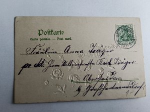 COMMEMORATIVE EMBOSSED POSTCARD ART FLOWERS ROSES 1907
